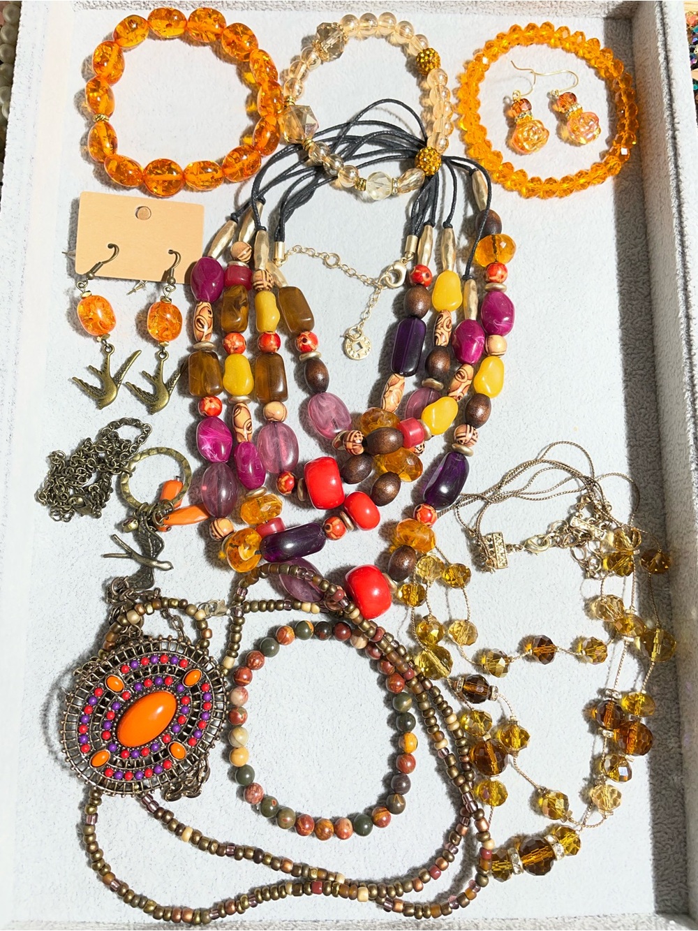11pcs Boho Multicolor Beaded Necklaces Bracelets Earrings Lot